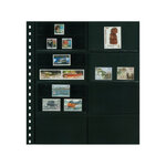 Feuilles de classement Omnia Lindner pour 16 cartes de rangement. Fond - Noir