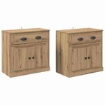vidaXL Buffets avec tiroir 2 Pièces Chêne artisanal 70 x 35 5 x 67 5 cm