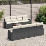 vidaXL Ensemble de canapé de jardin 9 Pièces Noir Poly rotin