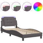 vidaXL Cadre de lit avec LED sans matelas Zadar gris 90x190 cm