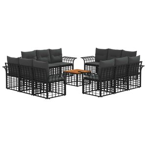 vidaXL Ensemble de canapés d'extérieur 13 Pièces Noir et Gris foncé