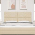 vidaXL Tête de lit avec des lumières à LED Réglable Crème 180 cm tissu
