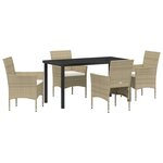 vidaXL Ensemble de salle à manger pour jardin 5 Pièces Beige polyrotin