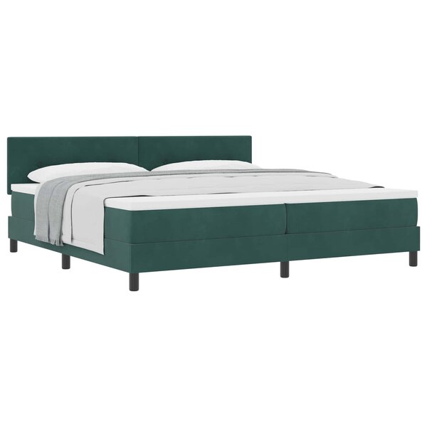 vidaXL Lit à ressorts avec tête de lit Vert foncé 200 x 200 cm Velours