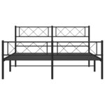 vidaXL Cadre de lit métal sans matelas avec pied de lit noir 140x190cm