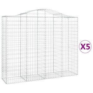 vidaXL Paniers à gabions arqués 5 Pièces 200x50x160/180 cm Fer galvanisé
