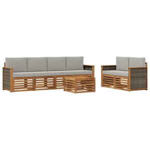 vidaXL Ensemble de canapés d'extérieur 7 pc Naturel et gris clair