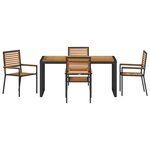 vidaXL Ensemble de salle à manger pour jardin 5 Pièces Noir et Marron