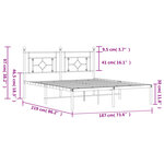 vidaXL Cadre de lit métal sans matelas avec tête de lit noir 183x213cm