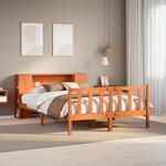 vidaXL Lit bibliothèque sans matelas cire marron 160x200cm bois massif