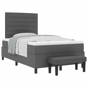 vidaXL Lit à ressorts avec matelas Gris foncé 120 x 190 cm tissu