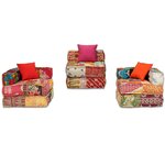 vidaXL Pouf modulaire à 3 places Patchwork Tissu
