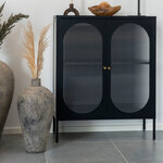 Vitrine noire avec porte en verre ondulé 90 x 35 x 110 cm