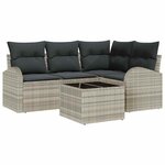 vidaXL Ensemble de canapé de jardin 5 Pièces Gris clair Poly rotin