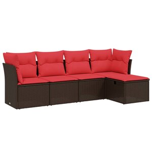 vidaXL Salon de jardin avec coussins 5 Pièces marron résine tressée