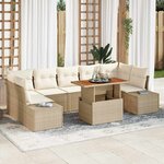 vidaXL Ensemble de canapé de jardin 8 Pièces Beige Poly rotin