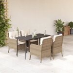 vidaXL Ensemble à manger de jardin avec coussins 5Pièces Beige poly rotin