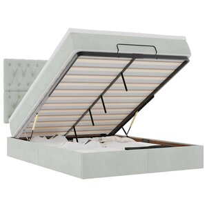 vidaXL Cadre de lit ottoman et matelas gris clair 140x190 velours