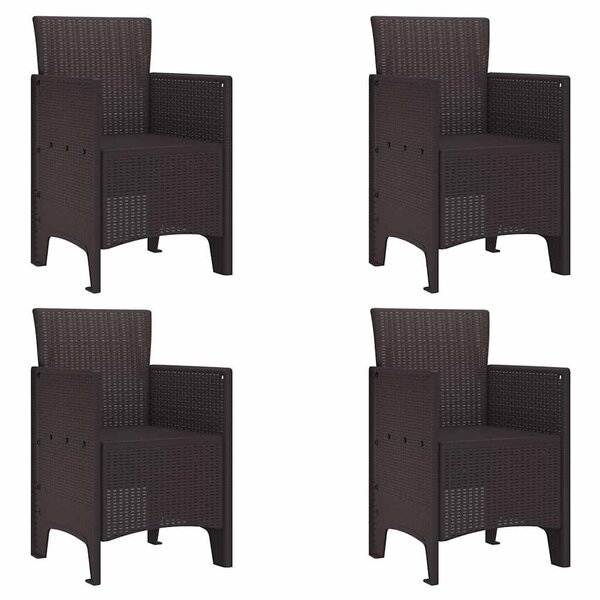 vidaXL Chaise de jardin 4 Pièces Marron 53 x 49 x 85 cm PP