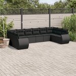 vidaXL Salon de jardin 10 Pièces avec coussins noir résine tressée