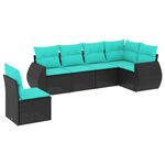 vidaXL Salon de jardin 6 Pièces avec coussins noir résine tressée