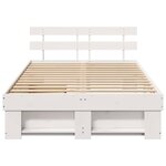 vidaXL Cadre de lit avec tiroirs - Blanc 120 x 190 cm - Bois de pin massif