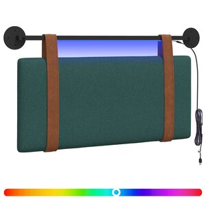vidaXL Tête de lit suspendue Avec lumière LED Vert foncé PU antique