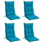 vidaXL Coussins de chaise à dossier haut lot de 4 bleu clair