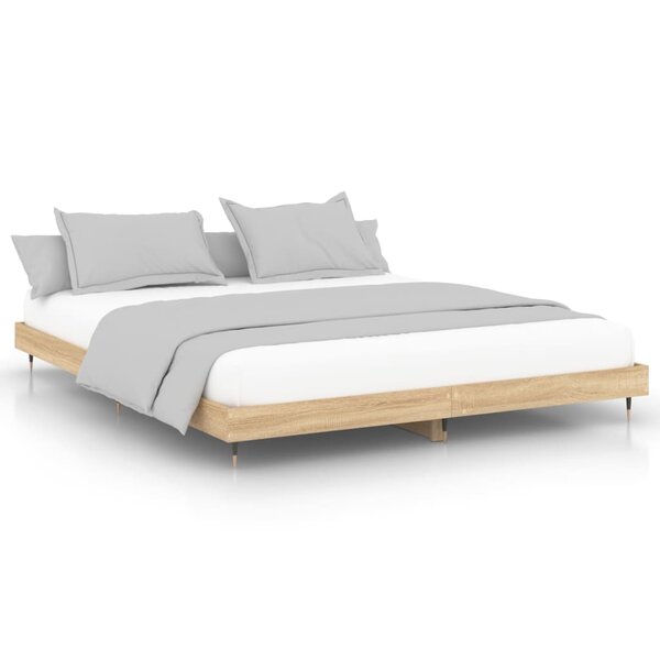 vidaXL Cadre de lit chêne sonoma 200x200 cm bois d'ingénierie