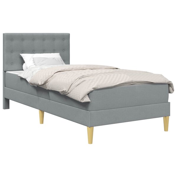 vidaXL Cadre de lit avec matelas Gris clair 90 x 200 cm Tissu