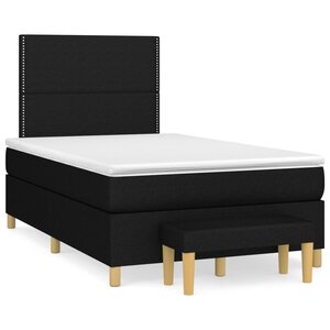 vidaXL Sommier à lattes de lit avec matelas Noir 120x200 cm Tissu