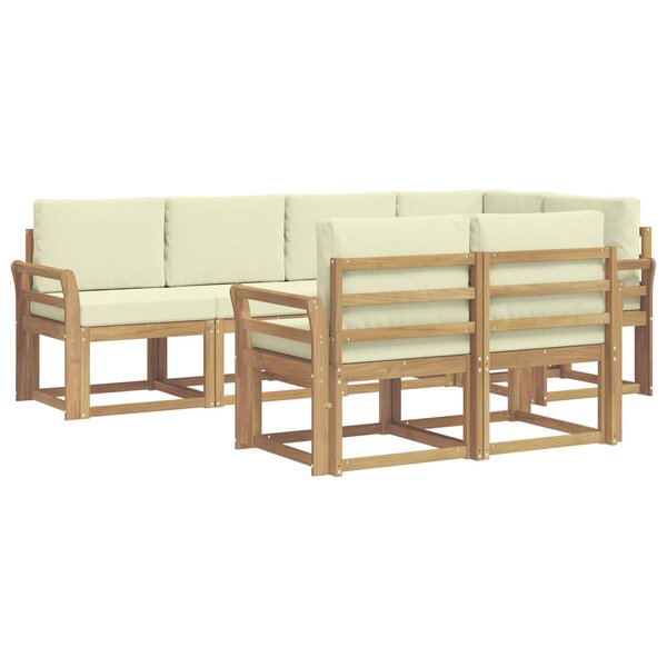 vidaXL Ensemble de canapés d'extérieur 7 pc Blanc et crème Polyester