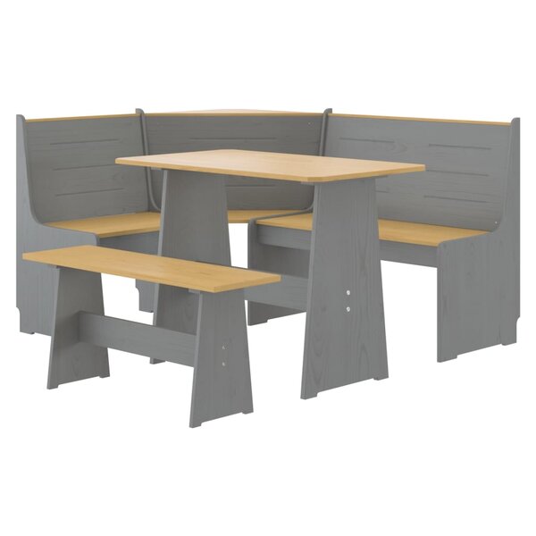 vidaXL Ensemble à manger REINE 3 Pièces marron miel gris bois pin massif