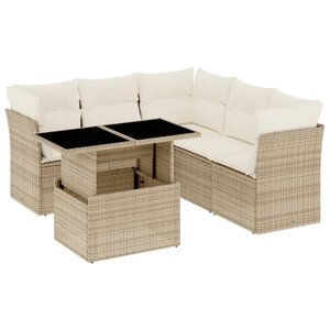 vidaXL Salon de jardin avec coussins 6 Pièces beige résine tressée