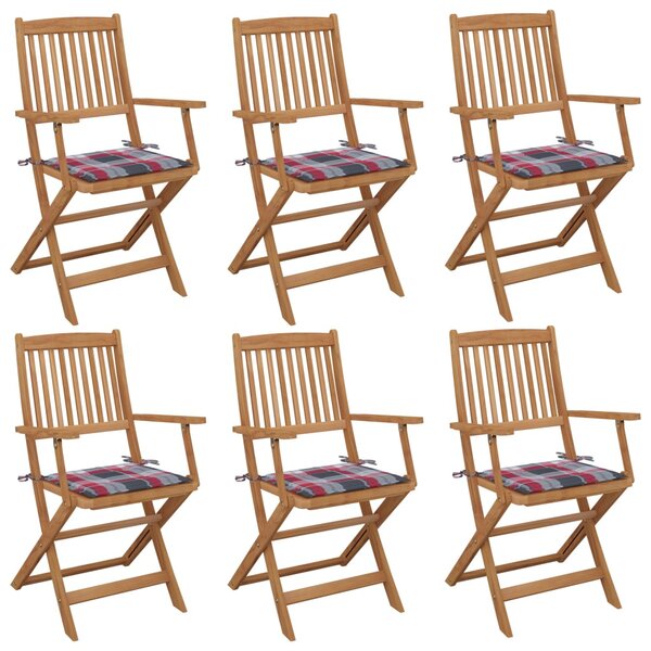 vidaXL Chaises pliables de jardin lot de 6 avec coussins Bois d'acacia