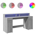 vidaXL Bureau et lumières LED sonoma gris 160x55x91 cm bois ingénierie