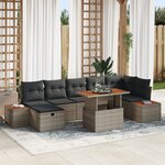 vidaXL Ensemble de Canapé de Jardin 8 Pièces avec Coussins Gris Poly Rotin