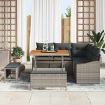 Ensemble de Canapé de Jardin 8 Pièces avec Coussins Gris Poly Rattan Acacia