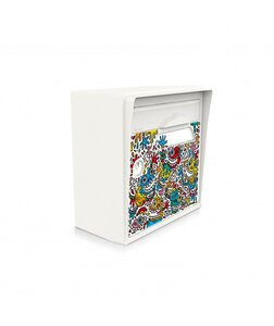 Boîte aux lettres blanche murale "The Maniac World" [SKWAK]