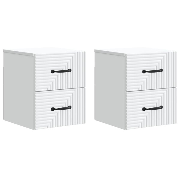vidaXL Cabinet de chevet mural 2 pc Blanc 34 5 x 33 x 40 cm