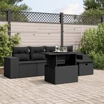vidaXL Salon de jardin 6 Pièces avec coussins noir résine tressée