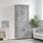 vidaXL Buffet haut Gris béton 69 5x34x180 cm Bois d'ingénierie