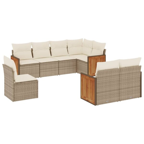 vidaXL Salon de jardin avec coussins 8 Pièces beige résine tressée