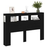 vidaXL Tête de lit LED avec étagère Chêne noir 160 x 18 5 x 103 5 cm