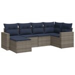 vidaXL Salon de jardin 6 Pièces avec coussins gris résine tressée