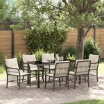 vidaXL Ensemble de salle à manger pour jardin 7 Pièces Marron Poly rotin