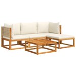 vidaXL Ensemble de canapés de jardin 5 pièces avec coussins en bois d'acacia et rotin