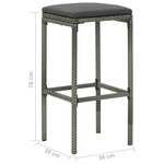 vidaXL Ensemble de bar de jardin 5 Pièces et coussins Résine tressée Gris