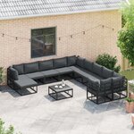 vidaXL Ensemble de canapé de jardin 11 Pièces Noir Aluminium