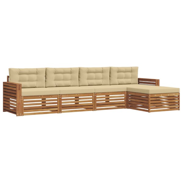 vidaXL Ensemble de canapés d'extérieur 5 pc Naturel et Beige